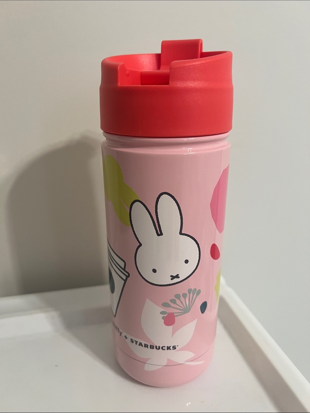 Starbucks Pink Tumbler with Red Lid featuring Miffy